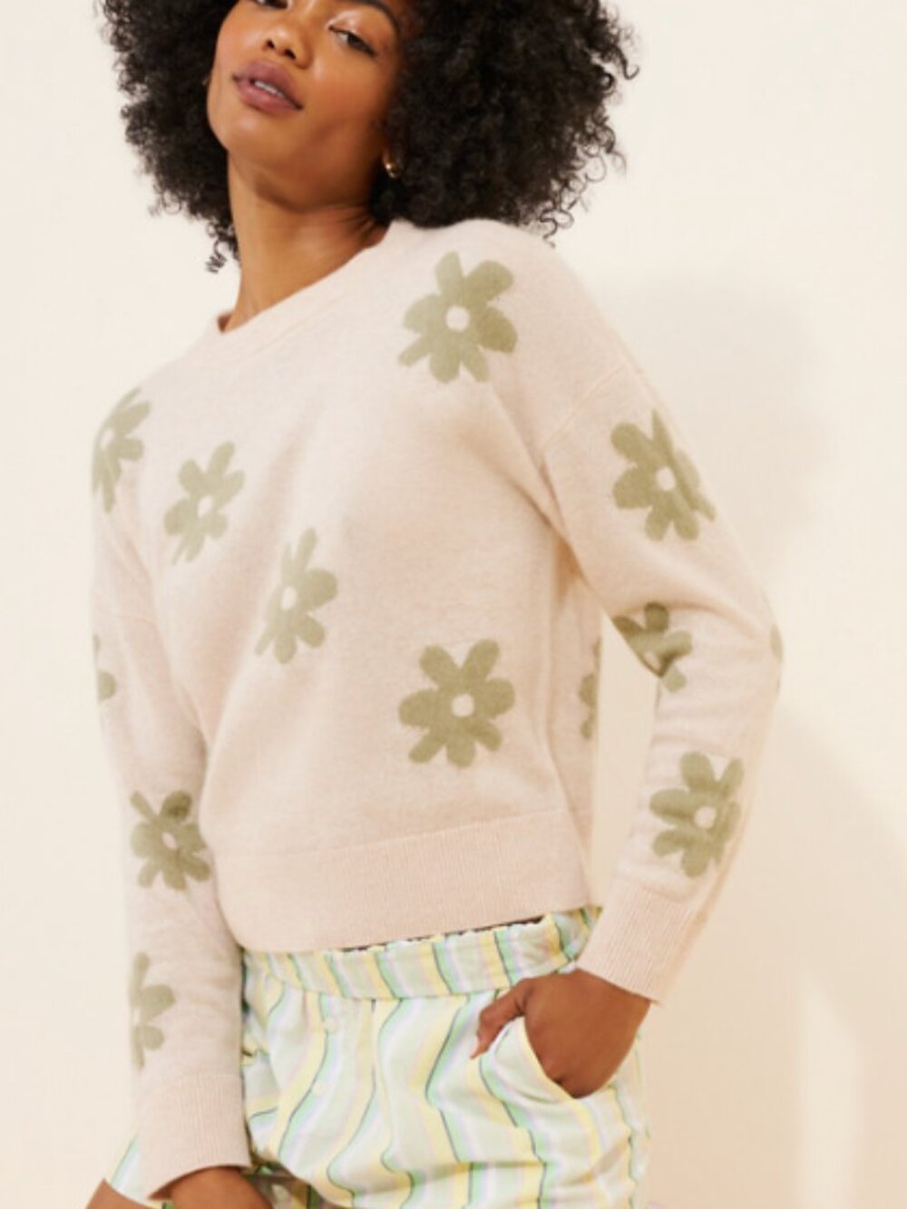Floral Cashmere Pullover Sweater by Nouveaux